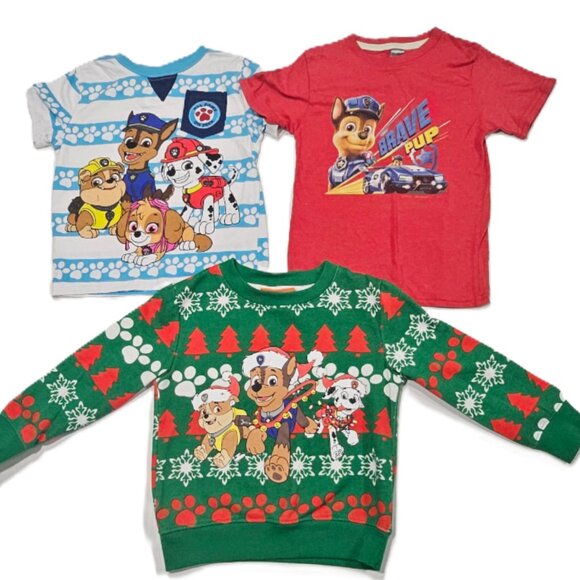 Paw Patrol Shirt + Xmas Sweater Bundle 3T/4T Nickelodeon 🐾🎄 - Picture 1 of 8